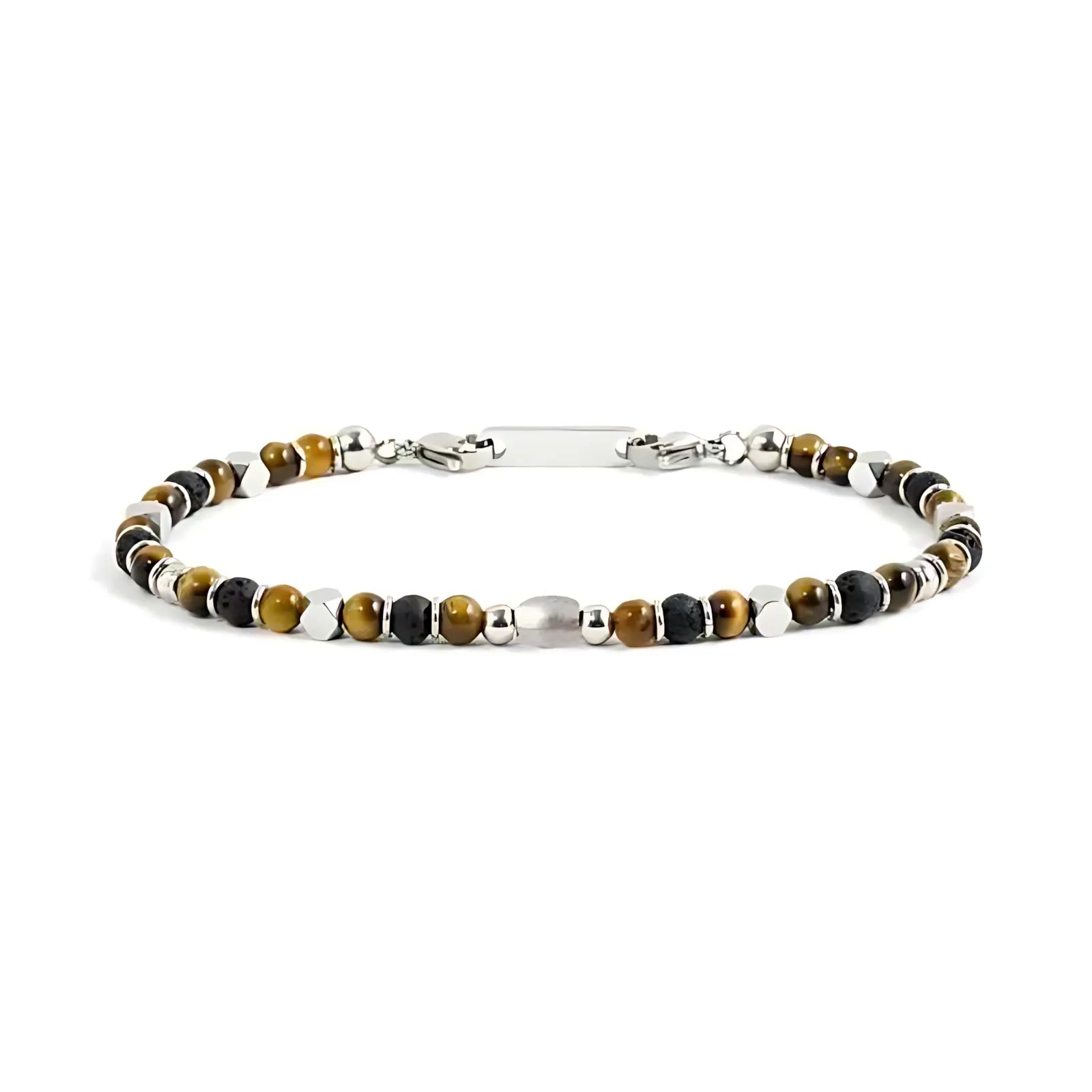 Natural Stone & Stainless Steel Beaded Bracelet Collection – Tiger Eye2 | Metta Jewelry