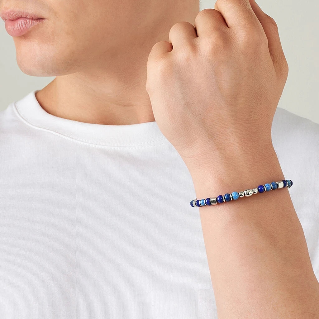 Kyanite & Stainless Steel Bead Bracelet – Modern Minimal Style – | Metta Jewelry