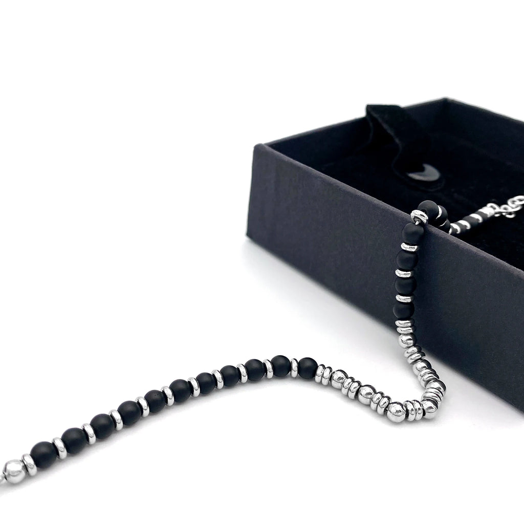 Natural Stone & Stainless Steel Beaded Bracelet Collection – Modern Minimal Style – | Metta Jewelry