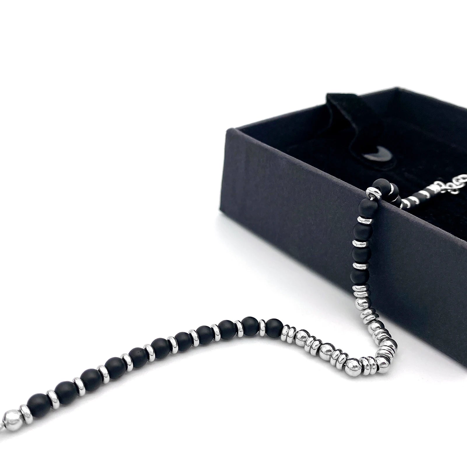 Natural Stone & Stainless Steel Beaded Bracelet Collection – Modern Minimal Style – | Metta Jewelry