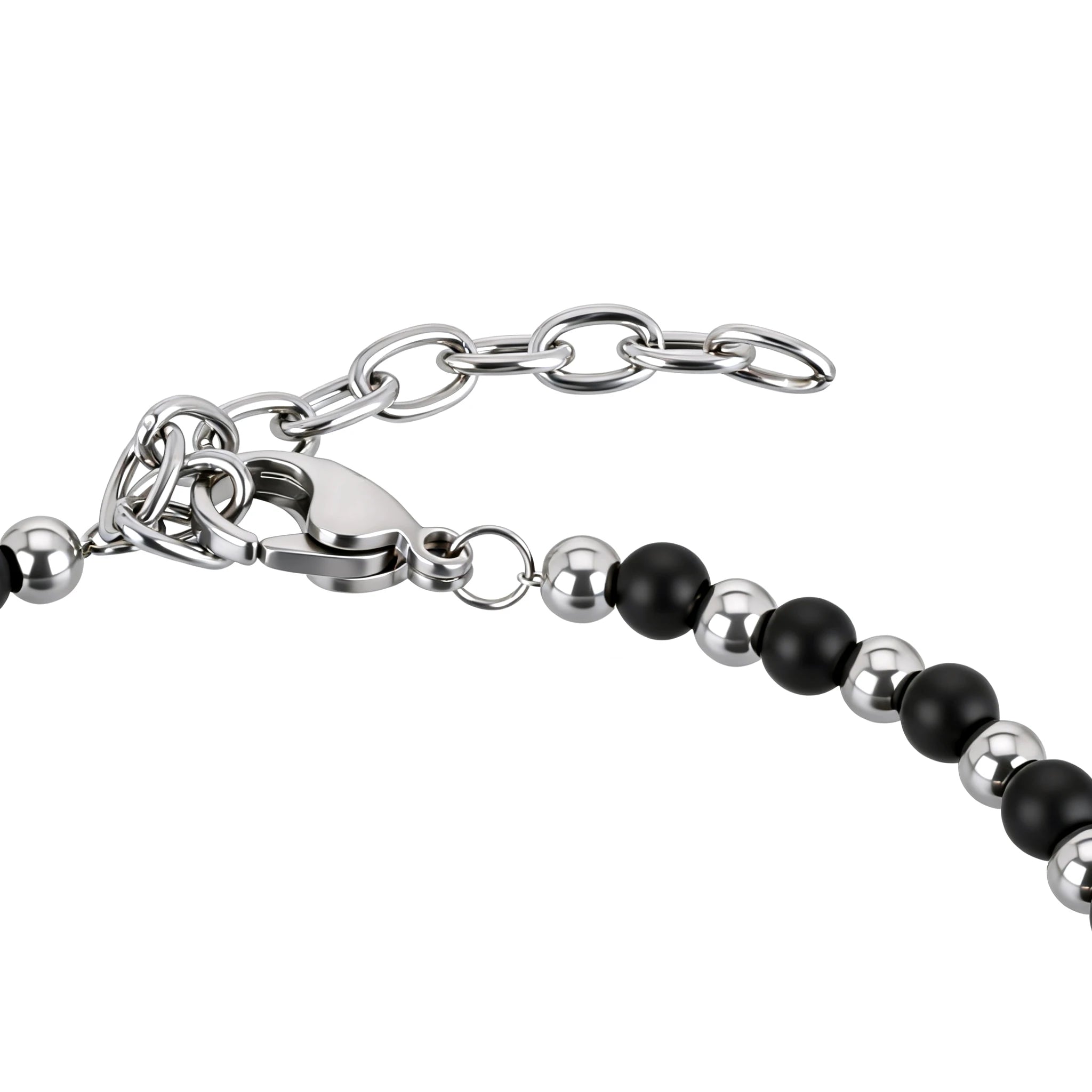 Obsidian & Stainless Steel Anchor Bead Bracelet – Modern Minimal Style – | Metta Jewelry