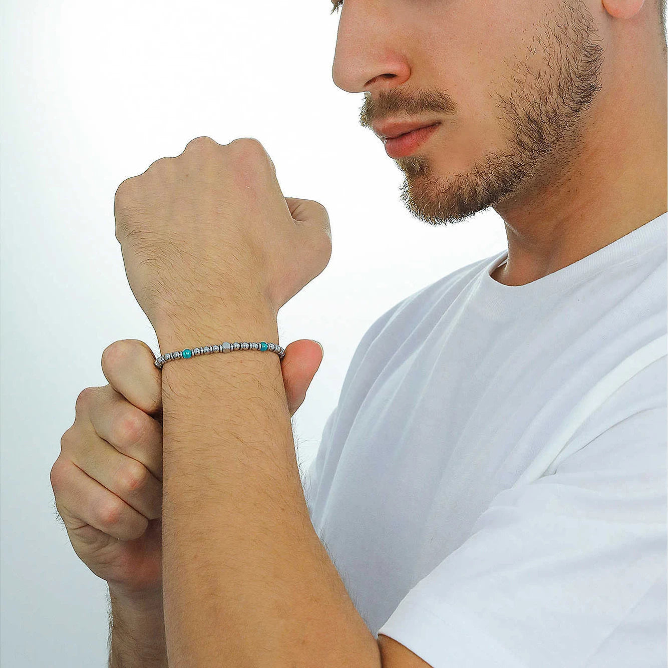 Stainless Steel & Natural Stone Bead Bracelet Collection – Modern Minimal Style – | Metta Jewelry