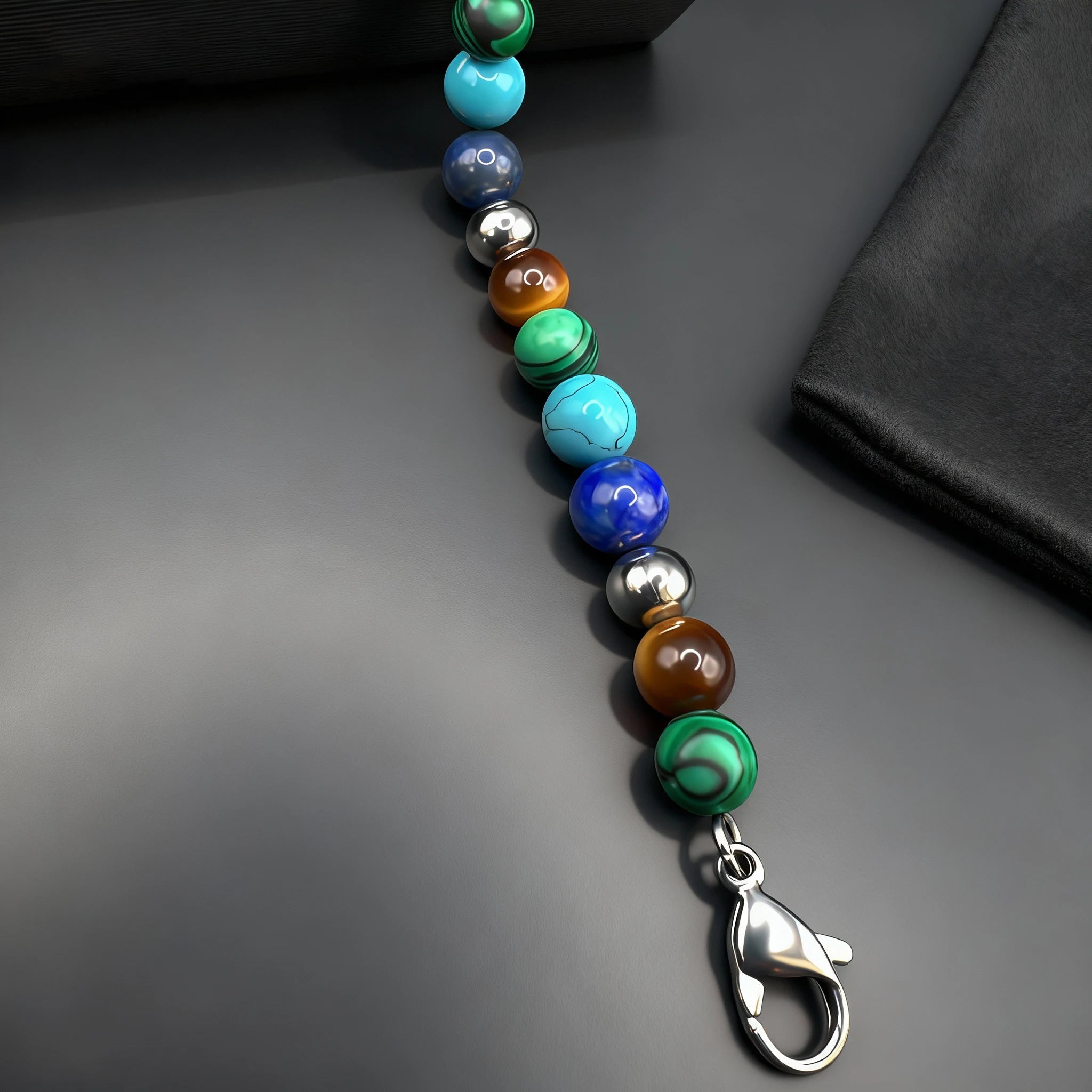 Mixed Natural Stone & Stainless Steel Bead Bracelet – Modern Minimal Style – | Metta Jewelry