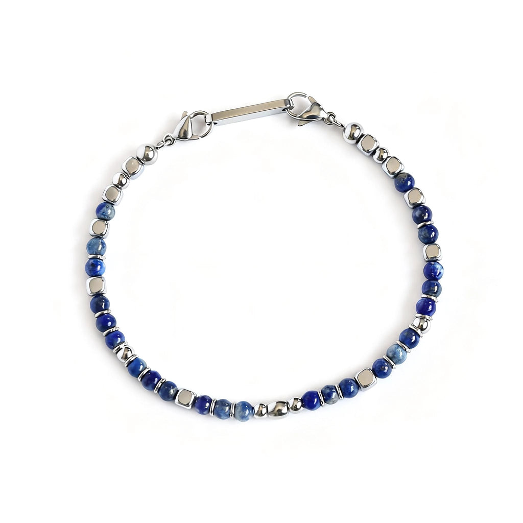Kyanite & Stainless Steel Bead Bracelet – Modern Minimal Style – | Metta Jewelry