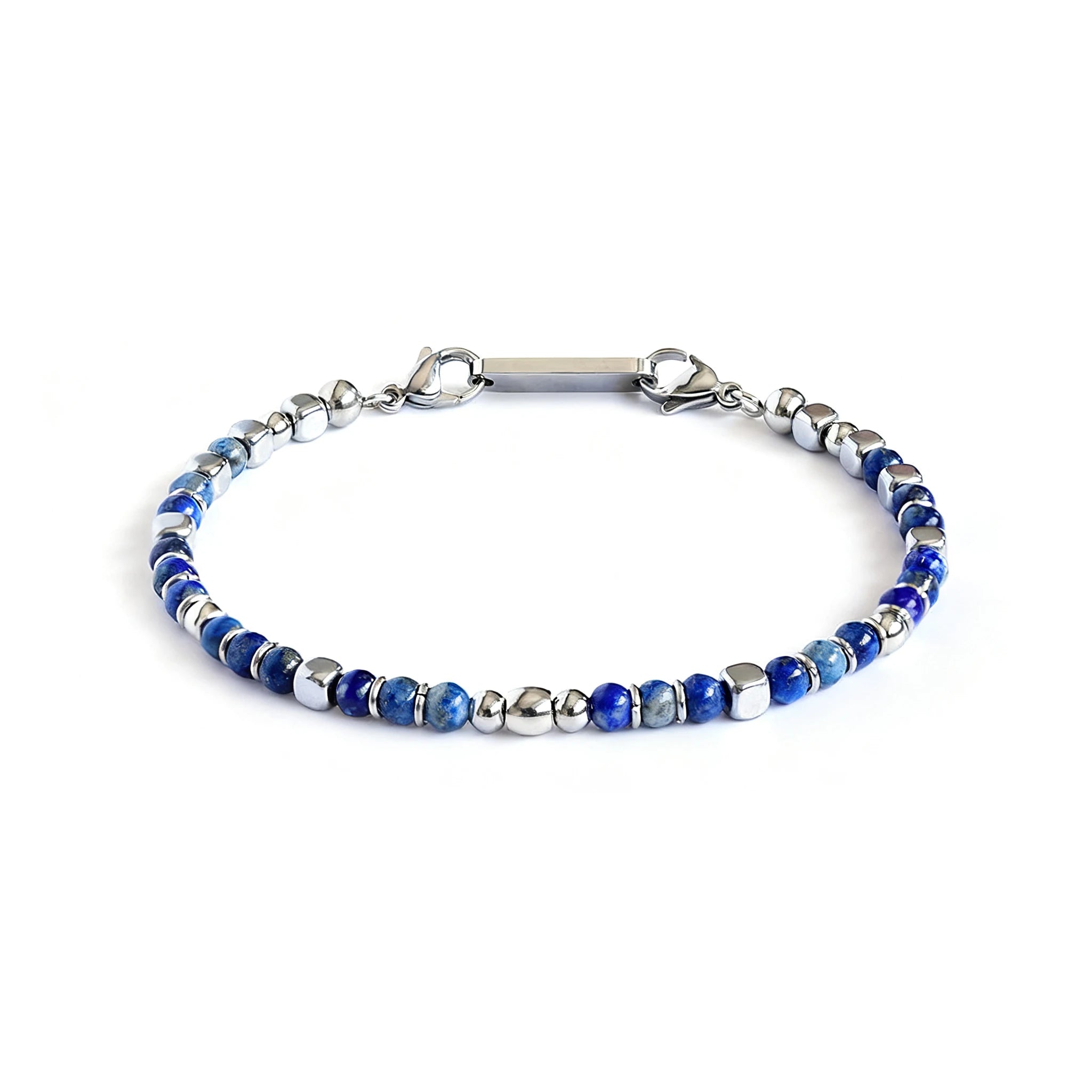 Kyanite & Stainless Steel Bead Bracelet – Modern Minimal Style – 20 add 2cm | Metta Jewelry