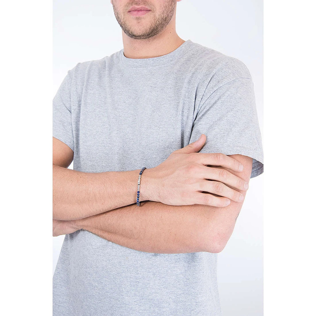 Kyanite & Obsidian Steel Disc Bead Bracelet – | Metta Jewelry