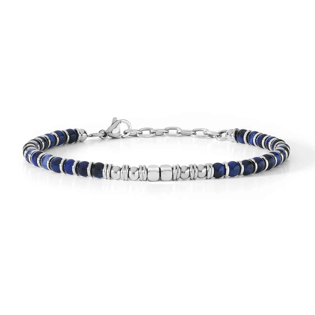 Kyanite & Obsidian Steel Disc Bead Bracelet – Kyanite | Metta Jewelry