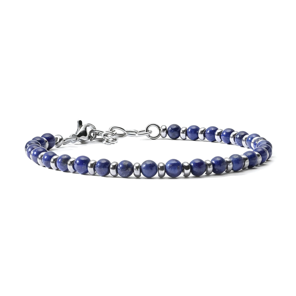 Blue Kyanite & Steel Spacer Bead Bracelet – Modern Minimal Style – | Metta Jewelry