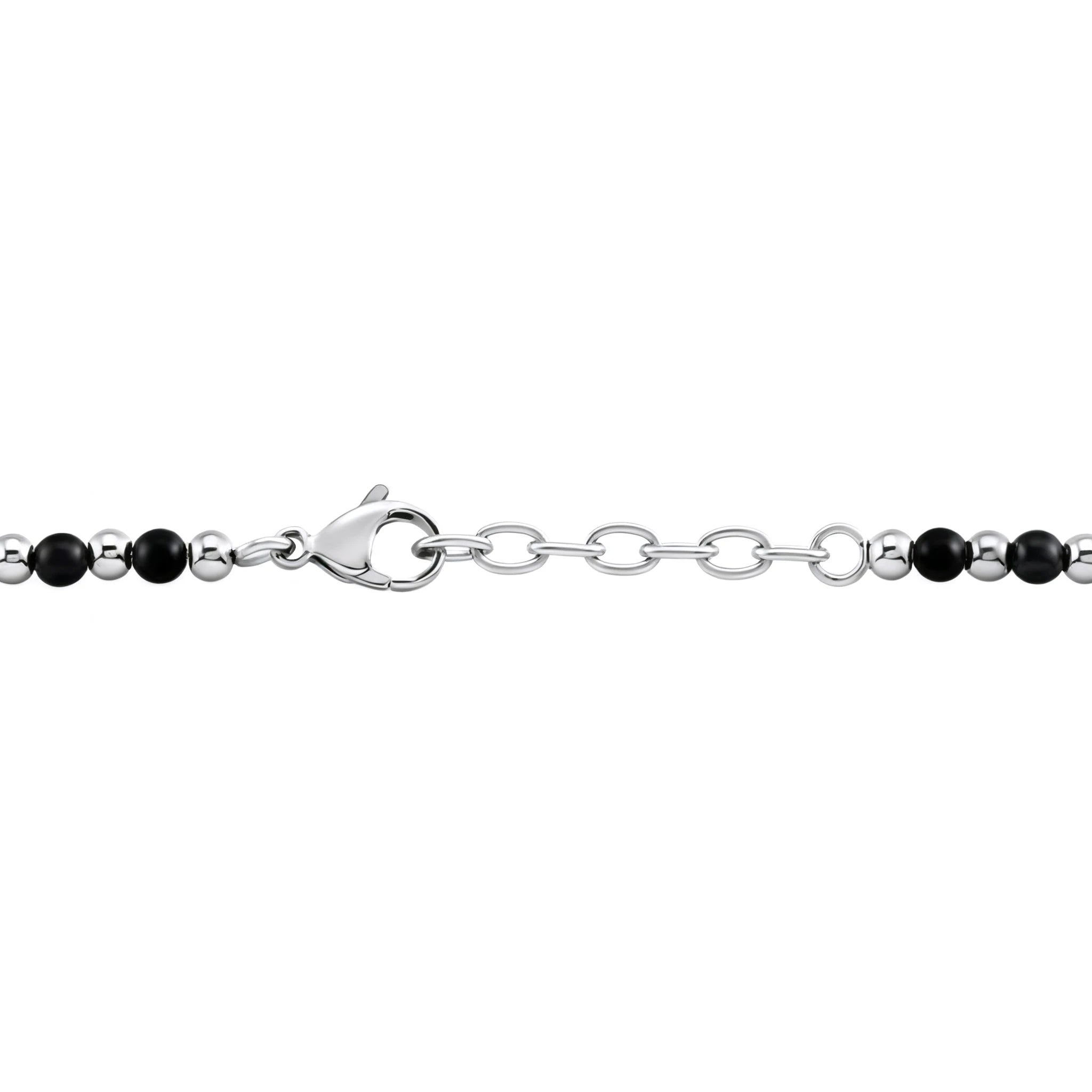 Obsidian & Stainless Steel Rudder Bead Bracelet – Modern Minimal Style – | Metta Jewelry