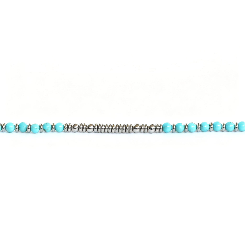 Turquoise & Disc Stainless Steel Bead Bracelet – Modern Minimal Style – | Metta Jewelry