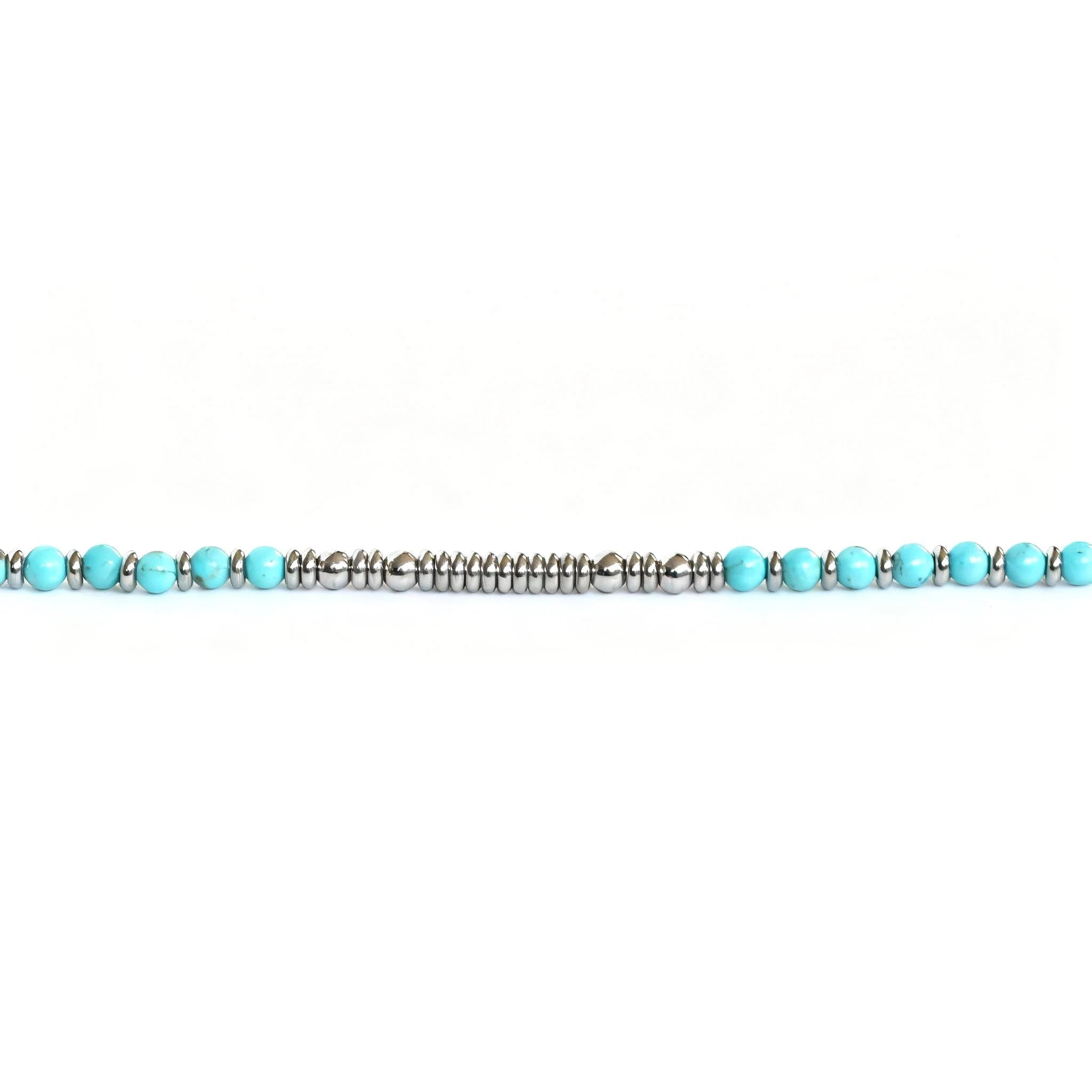 Turquoise & Disc Stainless Steel Bead Bracelet – Modern Minimal Style – | Metta Jewelry