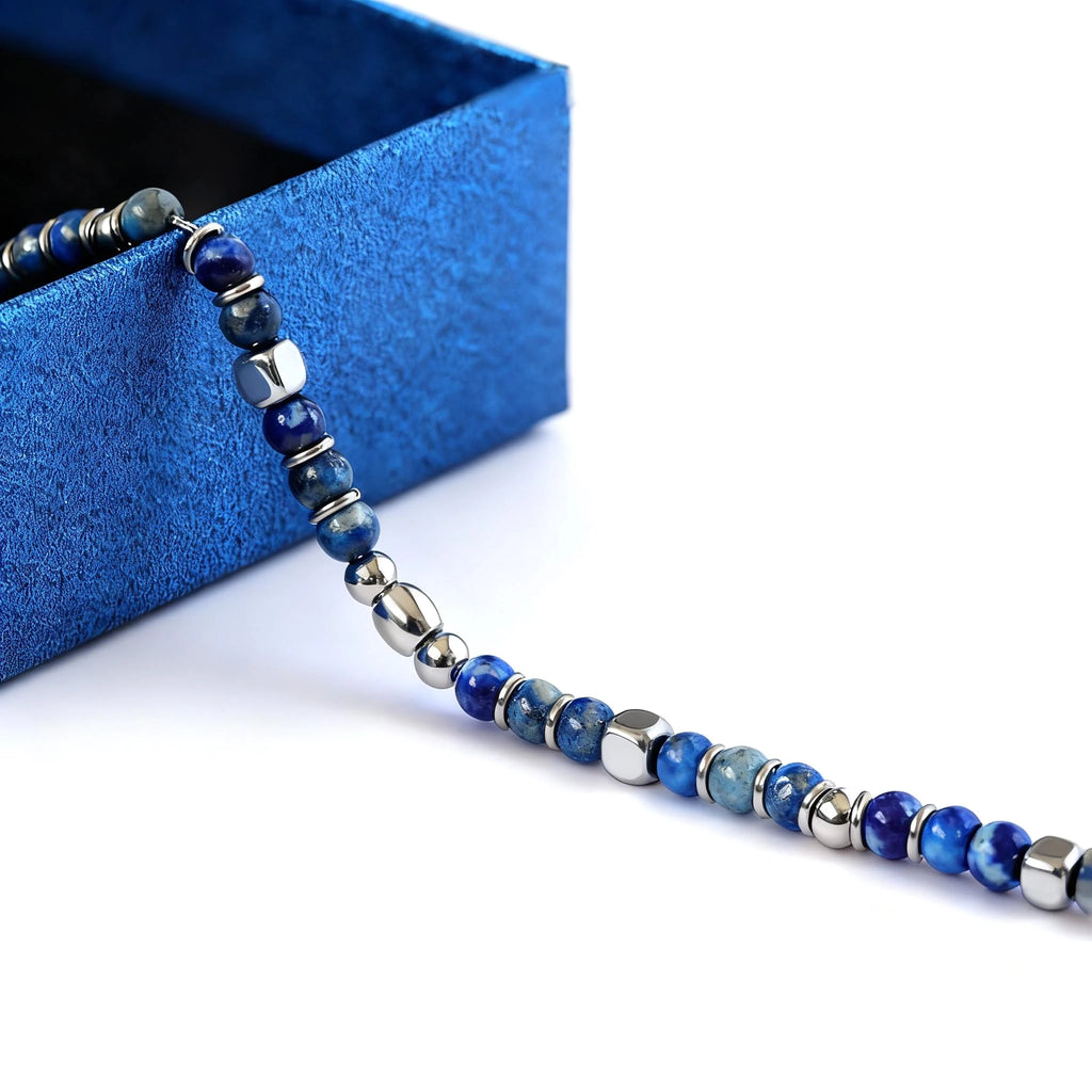 Kyanite & Stainless Steel Bead Bracelet – Modern Minimal Style – | Metta Jewelry