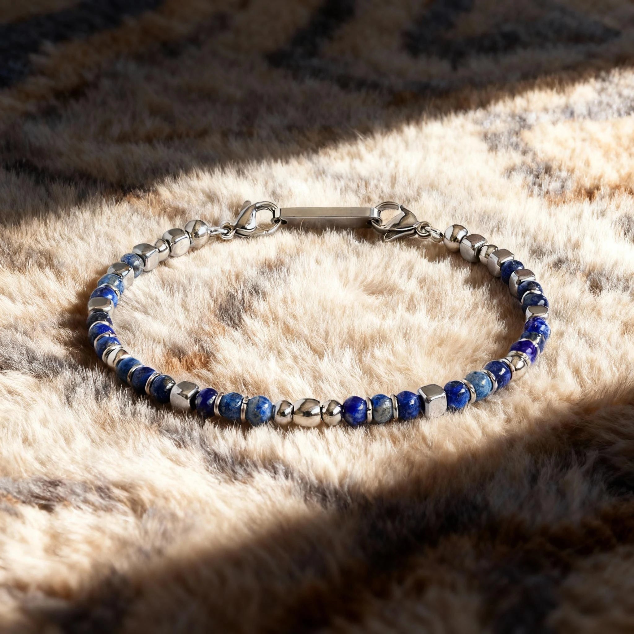 Kyanite & Stainless Steel Bead Bracelet – Modern Minimal Style – | Metta Jewelry