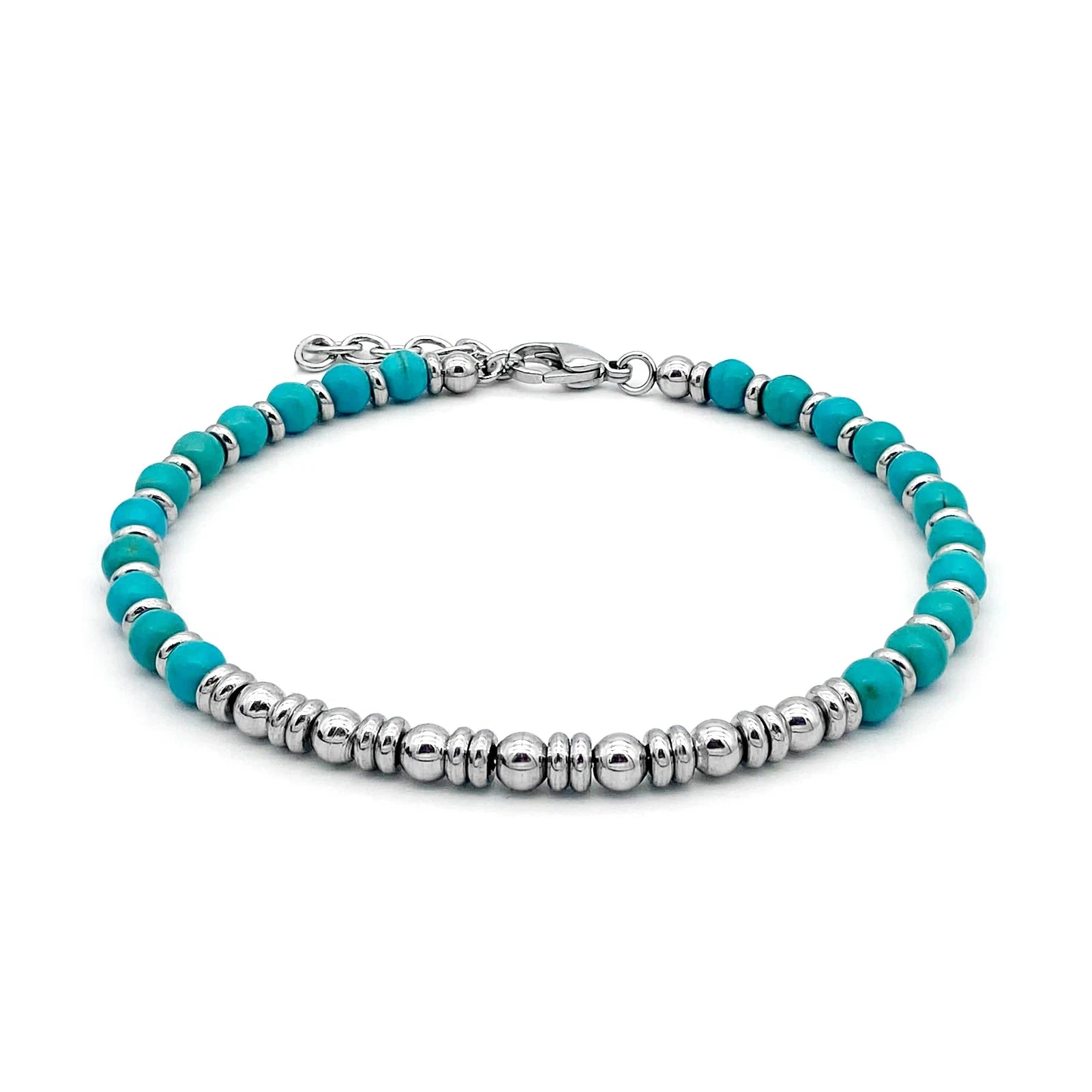 Natural Stone & Stainless Steel Beaded Bracelet Collection – Modern Minimal Style – Cyanite | Metta Jewelry